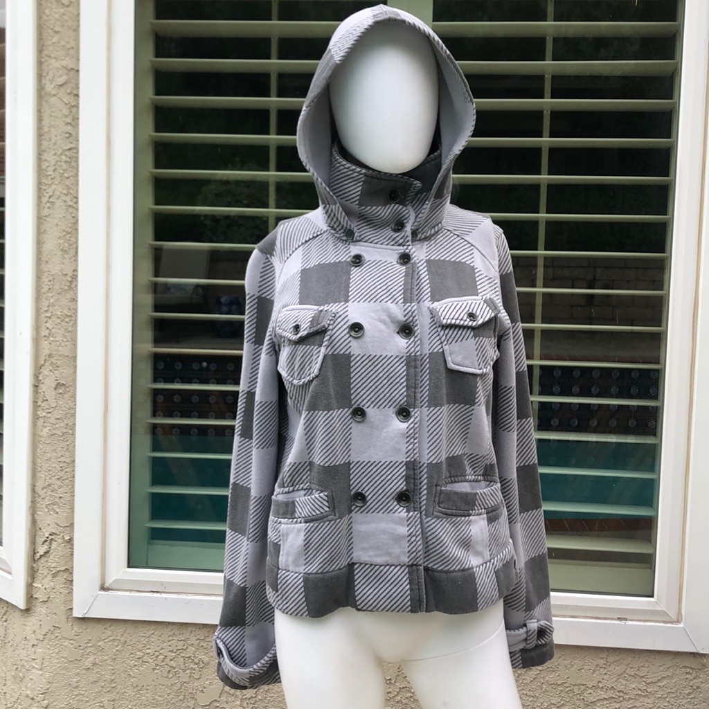 Hurley Gray Hooded Buttonup Cotton Jacket Sz Med